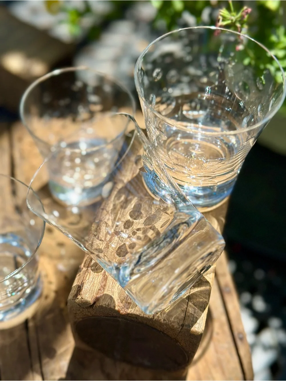Sasaki Focus Juice Glasses Set of 4 Crystal Cut Oval Barware EUC